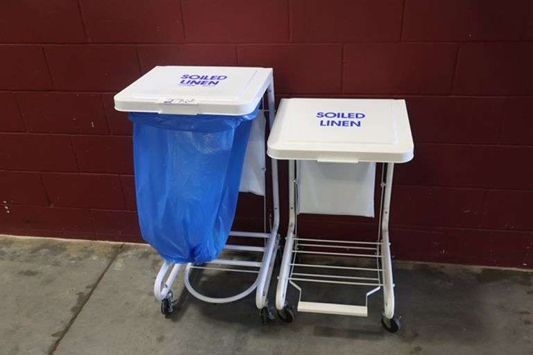 Times 2 - White metal portable soiled linen carts