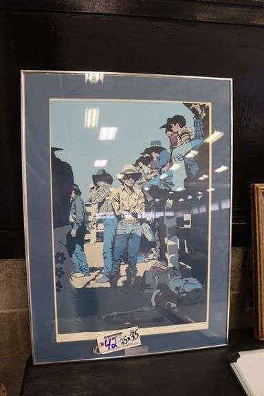 25" x 35" framed Cowboy print
