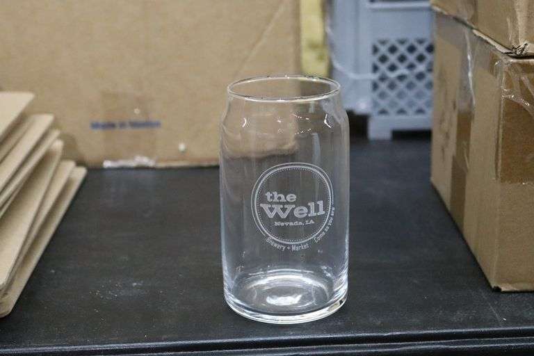 Times 24 - The Well labeled beer flight glasses