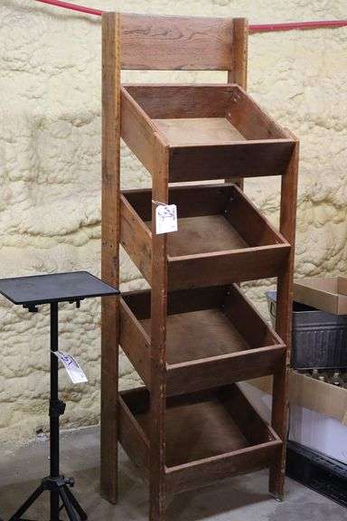 22" x 70" wood 4 bin wine bottle display rack