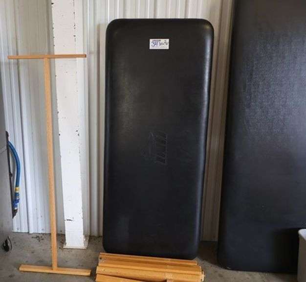 Dynatronics 30" x 72" x 30" tall wood framed black vinyl exam/rehab table - stamped UNI in top vinyl