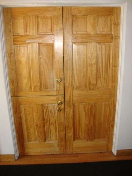 Pr of Pine French Doors for 56" x 80" tall opening, no key for lock