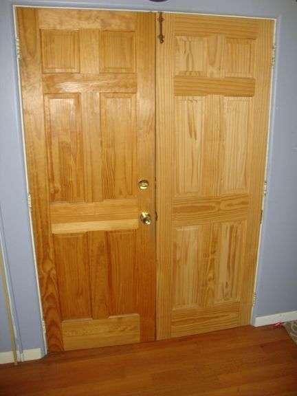 Pr of Pine French Doors for 56" x 80" tall opening, no key for lock