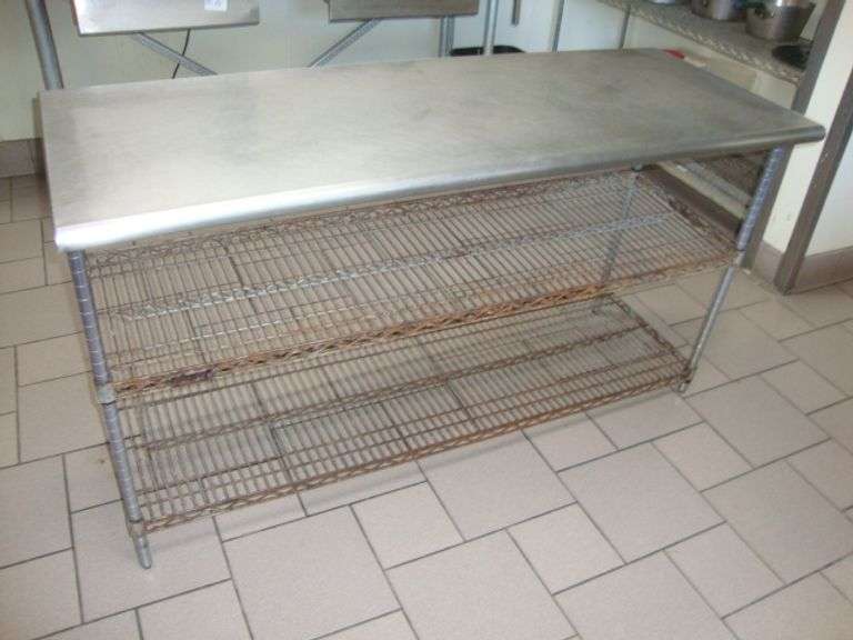 Stainless Worktop Table, approx. 60" x 24" x 34" tall