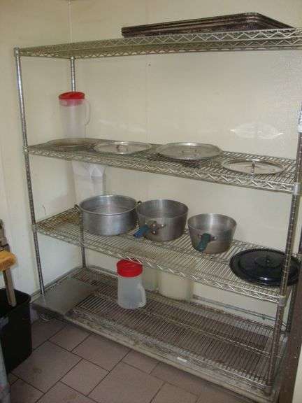 Adjustable Shelving Unit w/contents on casters, approx. 60" x 18" x 68" tall