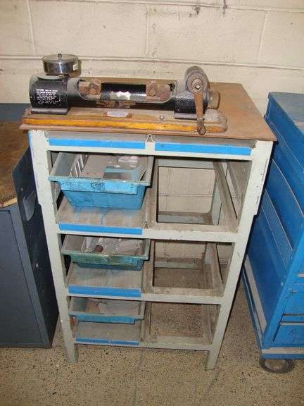 HD Workbench with Detroit Testing Machine Co. Tensile Pull Tester, approx. 27" x 20" x 43" tall