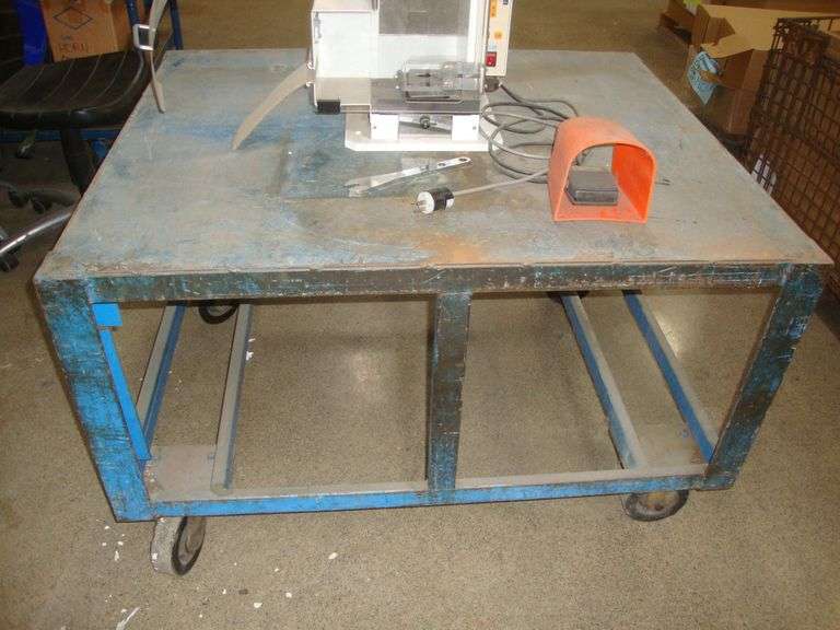 HD Steel Cart w/handle and wheels, 2" frame, approx. 48" x 40" x 30" tall w/o handle