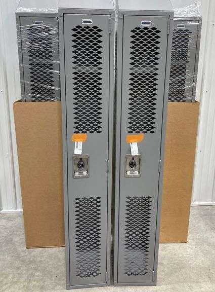 Lot of 4 New Salisbury Industries Lockers, Model 71165GY-A, ea approx 12" x 15" x 80" tall