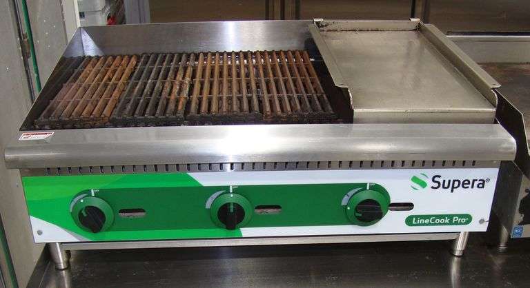 Supera 36"  Gas Chargrill, Model LC36CB-1, ETL rated (similar to NSF and passes health inspection), currently set up for natural gas, approx. 36" x 28" x 15" tall