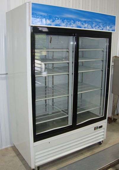 Nexen Sliding 2-Door Cooler on casters, Model G1.2YBM2F-HC, ETL rated (similar to NSF and passes inspection), LED interior lighting, approx. 53" x 32" x 84" tall, 120V, Runs & Cools