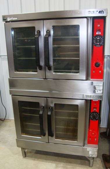Vulcan Double Stack Gas Convection Oven on casters, Model VC4GD-11D1, NSF, currently set up for natural gas, approx. 40" x 41" x 70" tall