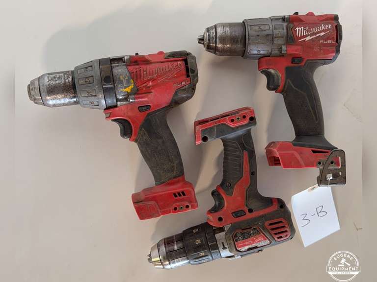 3 Milwaukee Battery Powered Drills - No Batteries