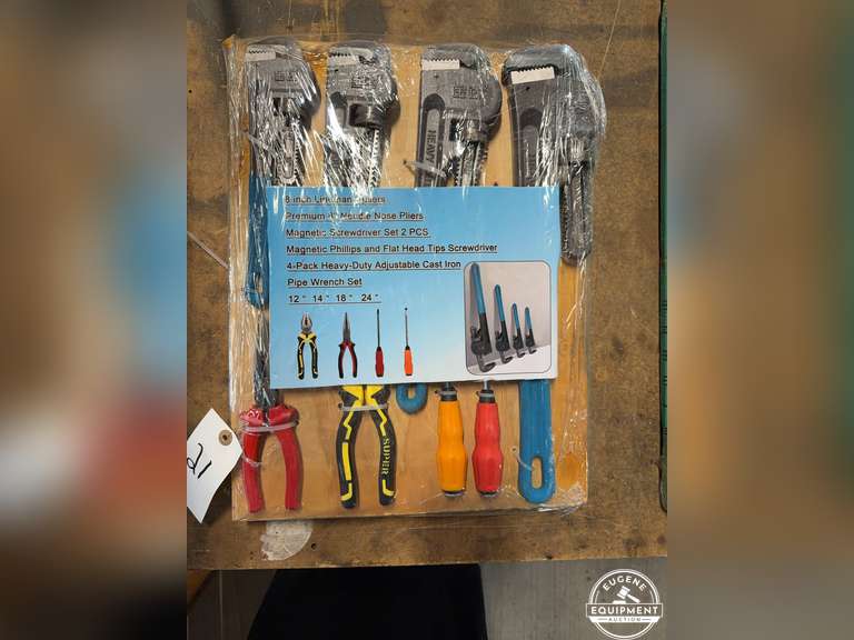 New 8 pc. Tool Set w/ 4 Pipe Wrenches, Needle Nose Pliers & Assorted Tools