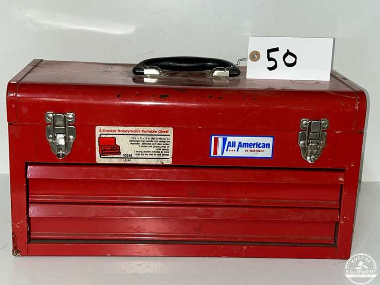 Red Metal Tool Box - Empty