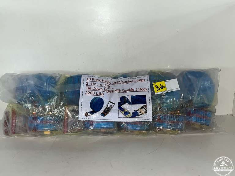 10 Pack Heavy Duty Ratchet Straps 2.4"x33' - New