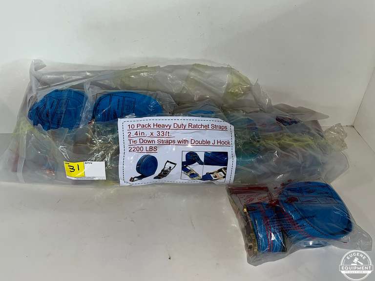 10 Pack Heavy Duty Ratchet Straps 2.4"x33' - New