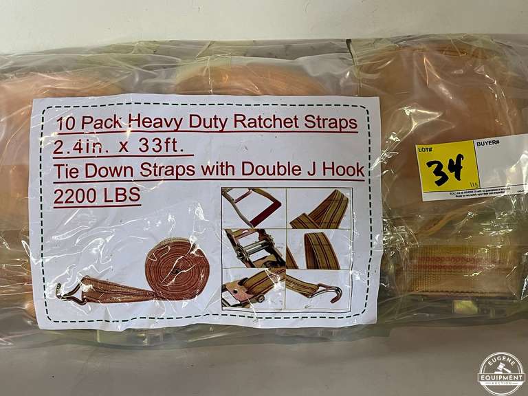 10 Pack Heavy Duty Ratchet Straps 2.4"x33' - New