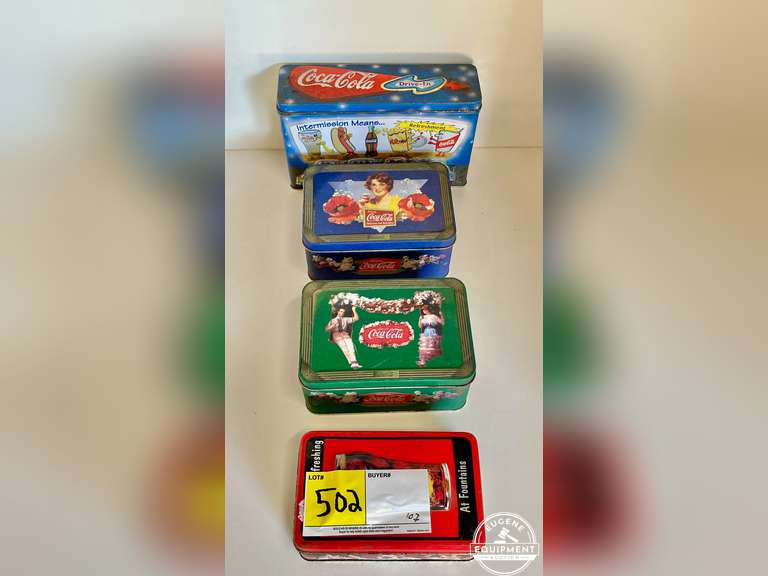 Lot of 4 Collectible Coke A Cola Tins