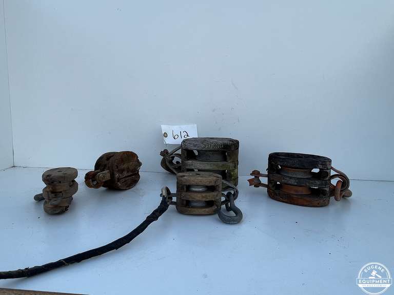 Lot of 5 Antique Logging Blocks
