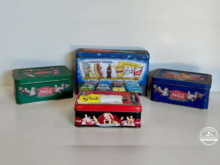 Lot of 4 Collectible Coke A Cola Tins