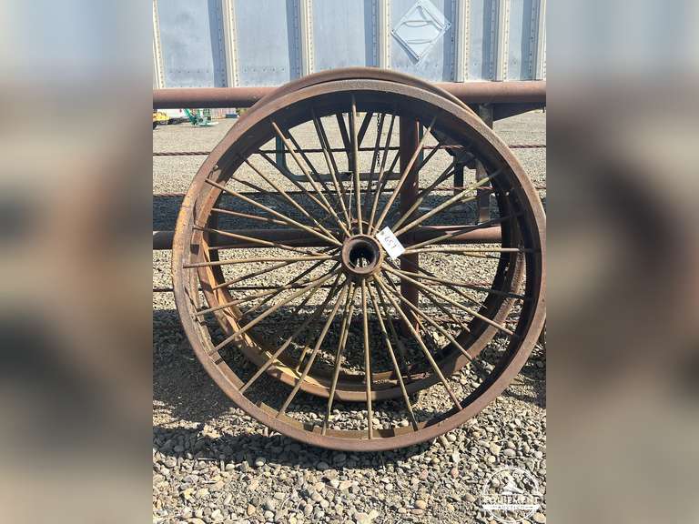 2 Large Antique Steel Wheels