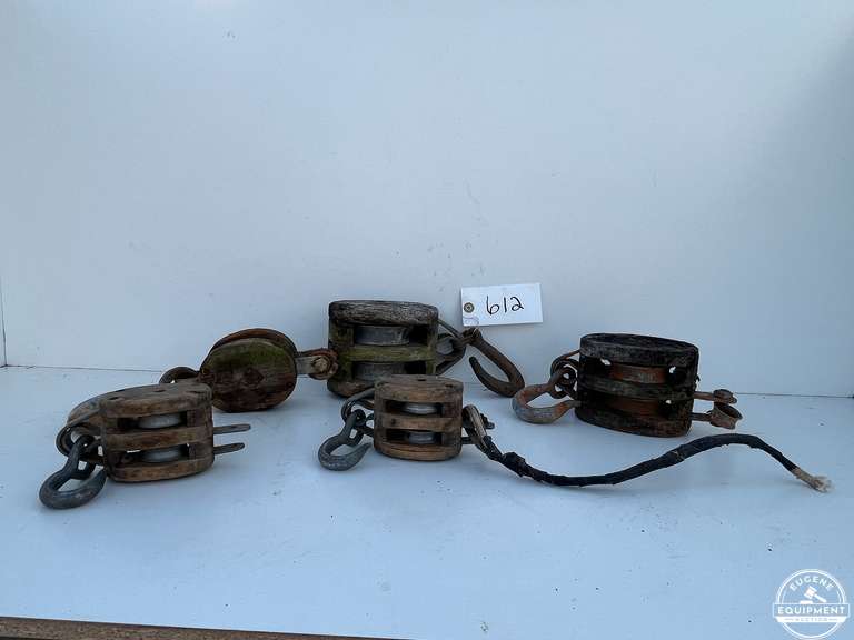 Lot of 5 Antique Logging Blocks