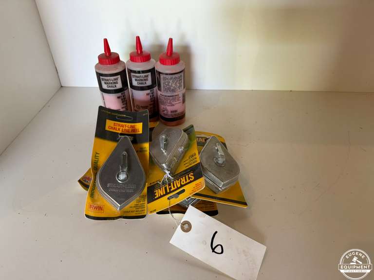 Lot of 5 New Chalk Lines & 3 Bottles of Chalk