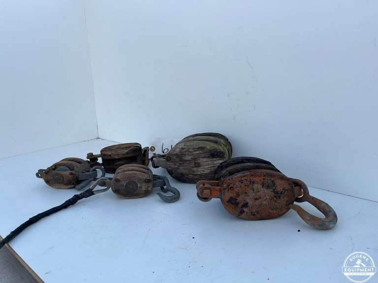 Lot of 5 Antique Logging Blocks