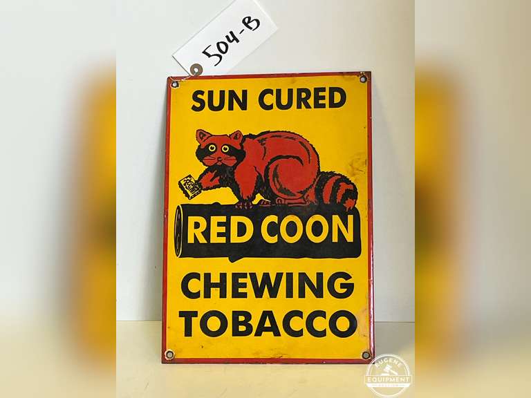 Red Coon Chewing Tobacco Sign (Porcelain)
