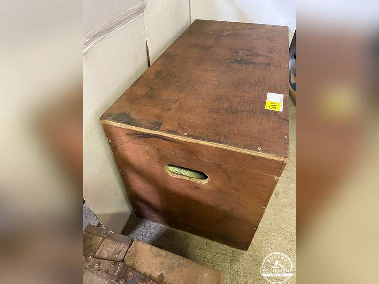 Wood Box w/ Camping Dishes & Supplies