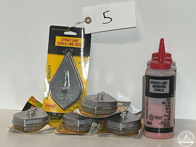 Lot of 5 New Chalk Lines & 3 Bottles of Chalk