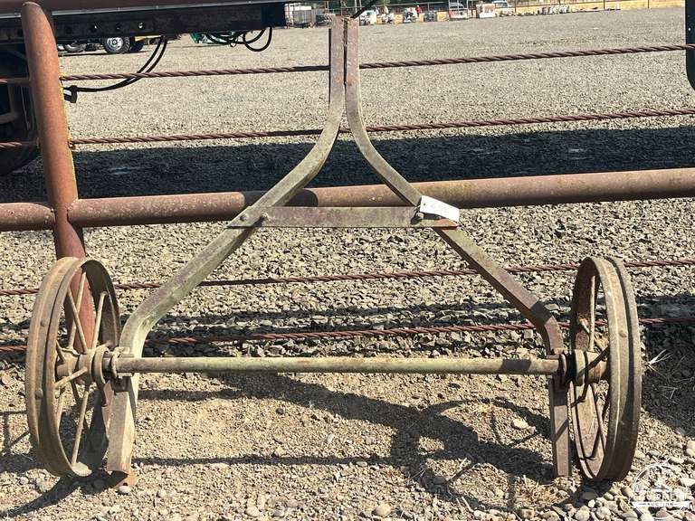 Antique Axle w/ Steel Wheels & Part of Trailer Frame
