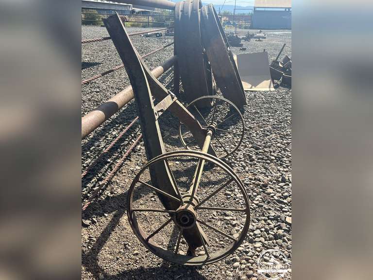 Antique Axle w/ Steel Wheels & Part of Trailer Frame