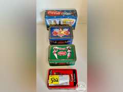 Lot of 4 Collectible Coke A Cola Tins