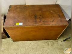 Wood Box w/ Camping Dishes & Supplies