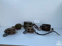 Lot of 5 Antique Logging Blocks