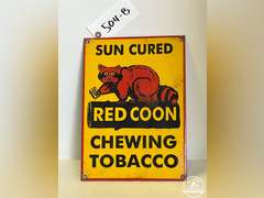 Red Coon Chewing Tobacco Sign (Porcelain)