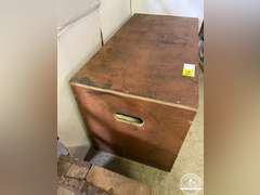 Wood Box w/ Camping Dishes & Supplies