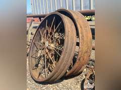 2 Large Antique Steel Wheels