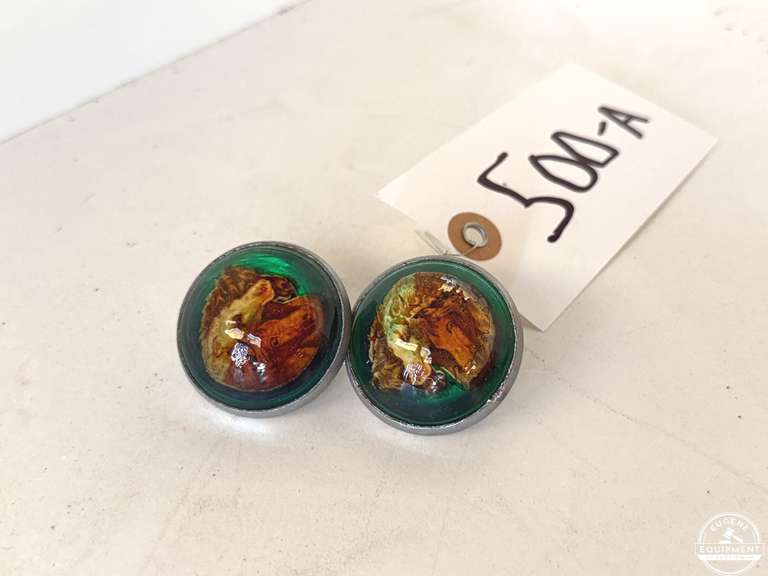 Set Of Antique Green Glass Horsehead Rosettes