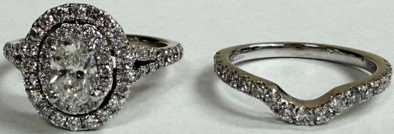 14k Gold Diamond Neil Lane Wedding Ring Set, 1.59ct Total, Size 6 3/4 (Can Be Adjusted)
