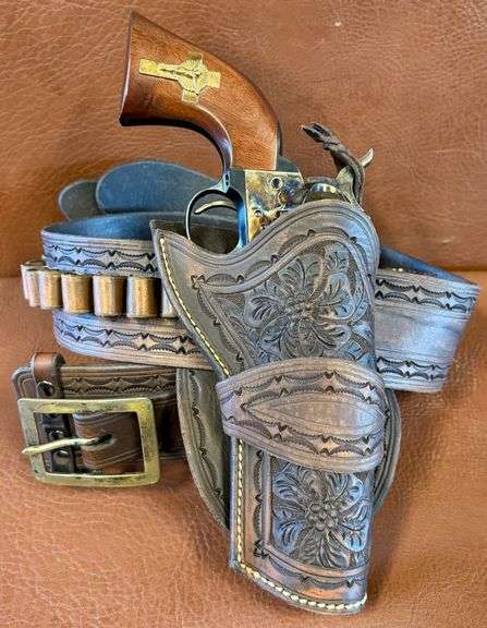 Cimarron "Holy Smoker" SAA 45LC Case Hardened Frame Revolver w/ Leather Will Ghormley Holster/Cartridge Belt As Seen In The Movie "3:10 To Yuma"