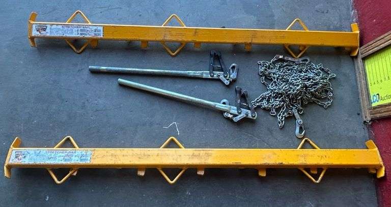 Stay-Tuff 66" Fence Stretcher Bars w/ Wedges & 2 Stretcher Bar Pullers w/Chains