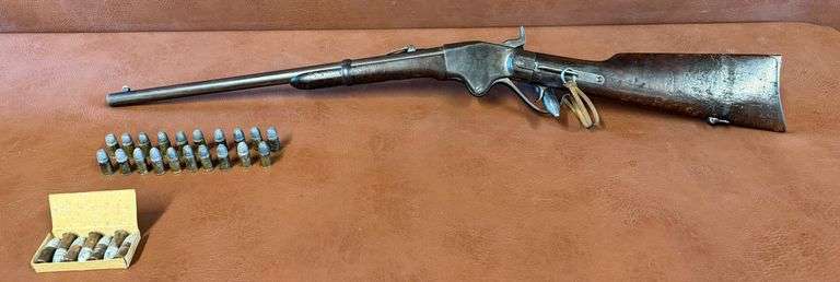 Spencer Model 1860 Repeating Lever Action .56 Cal Rimfire Carbine w/Saddle Ring & Ammo, Mfg Civil War Era