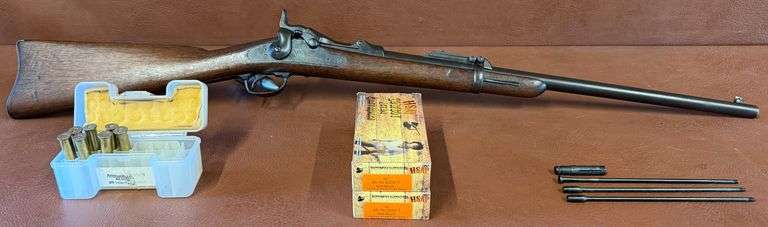 U.S. Springfield Model 1878 Trapdoor .45-70 Carbine w/ Saddle Ring & 46 rds of Ammo