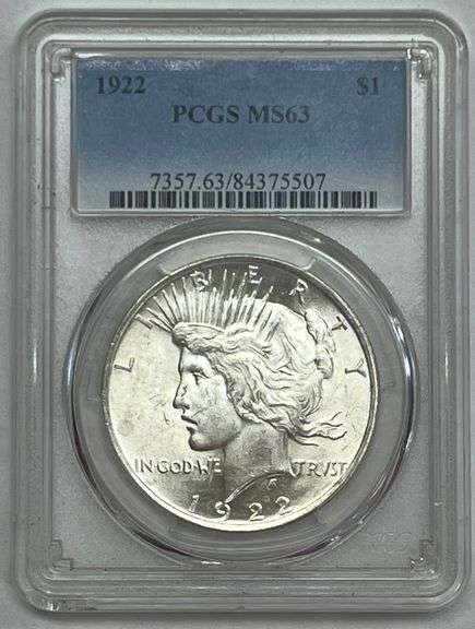 1922 Peace Silver Dollar, PCGS MS63