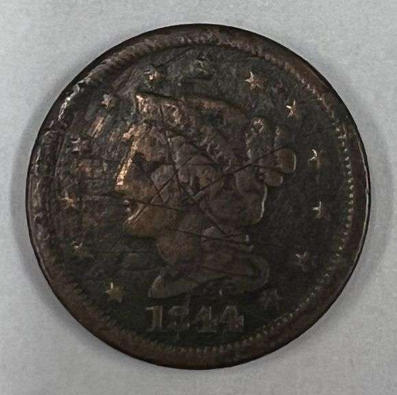 1844 US Braided Hair Large Cent