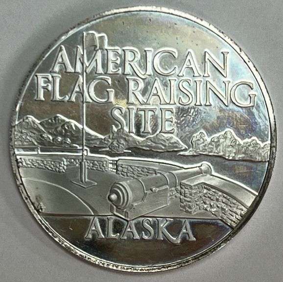 1970 US American Flag Raising Site-Sitka Alaska Commemorative .999 Fine Silver Coin