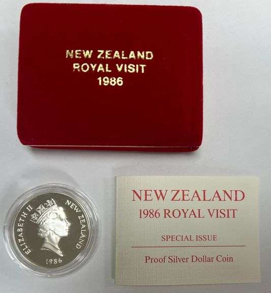 1986 Royal Visit $1 New Zealand .925 Silver Coin
