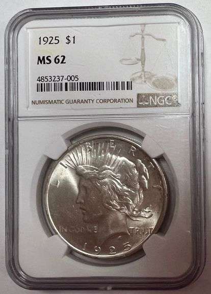 1925 Peace Silver Dollar, NGC MS62